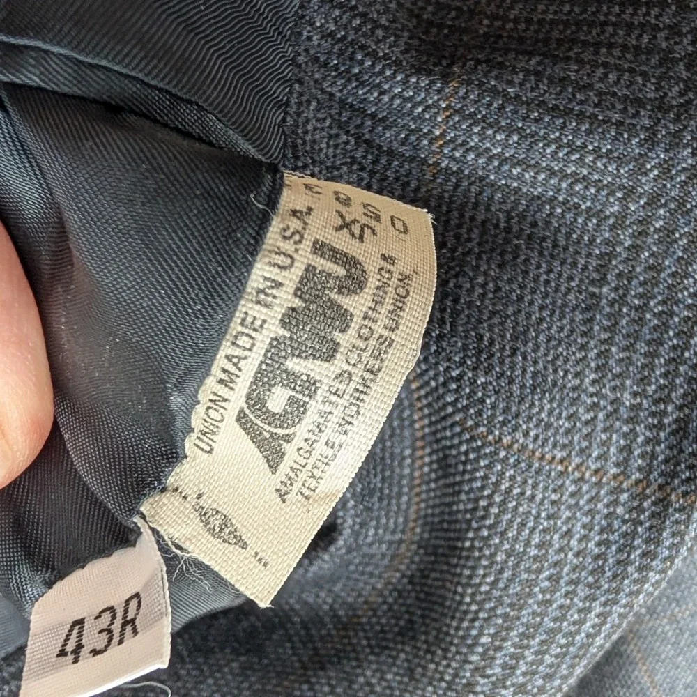 Hart Schaffner Marx Blazer Wool‎ Blend Men's Charcoal Glen Plaid Sport Coat 43R